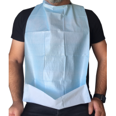 Babete Azul em papel + Polietileno com bolsa  (500 unidades) - Azul Claro